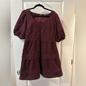Madewell corduroy tiered mini dress, size L.